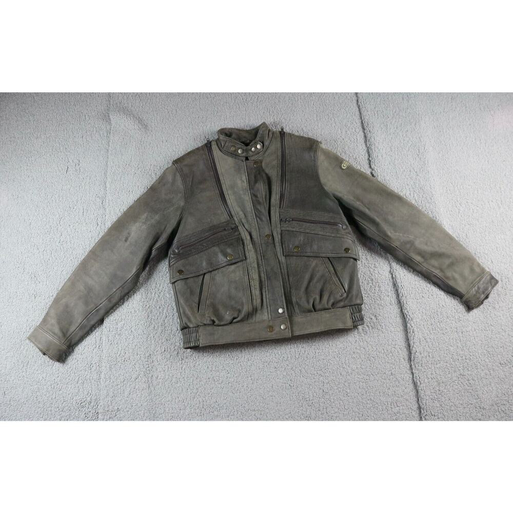 Hein Gericke Motorcycle Jacket Leather Brown with Removable Vest 38 Vintage